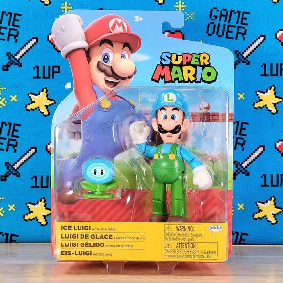 Jakks Pacific Super Mario Ice Luigi with Ice Flower 4" Nintendo Collectible New - Picture 1 of 6